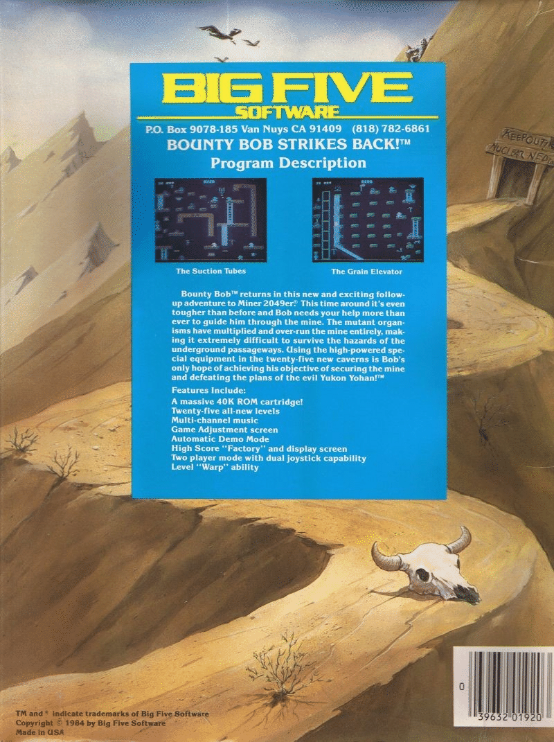 Bounty Bob Strikes Back box art for Commodore 64